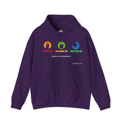 "Wash, Cleanse, Restore" Inspirational Faith-Based Hoodie