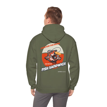 "Come For the Word, Stay for the Fish Sandwich" Inspirational Unisex Pullover Hoodie