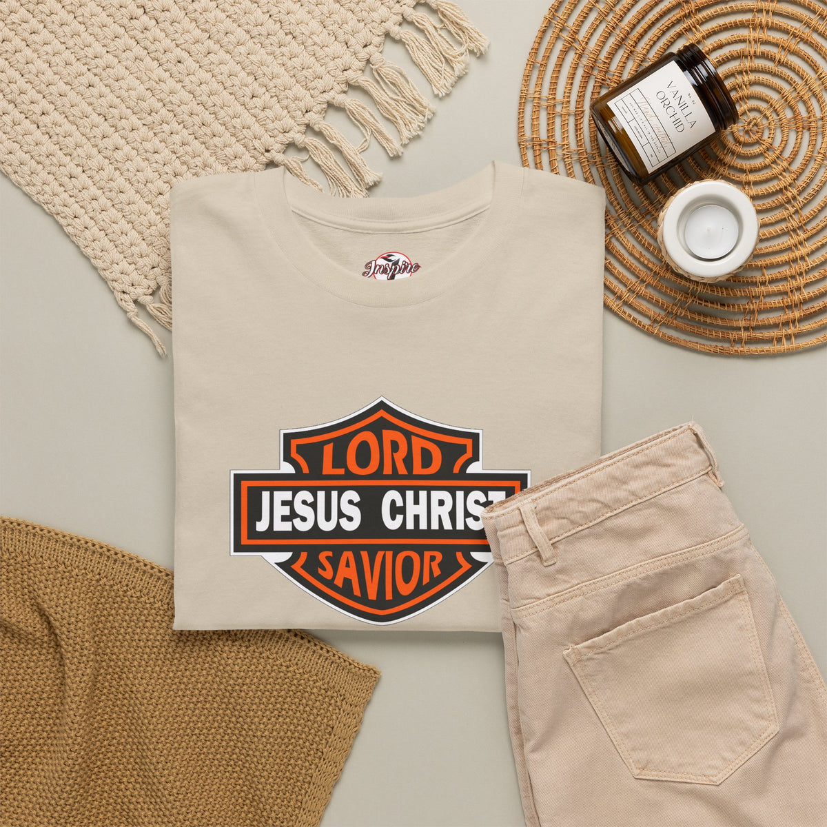 Jesus Christ Savior T‑Shirt — Lord Savior Motorcycle Shield Design
