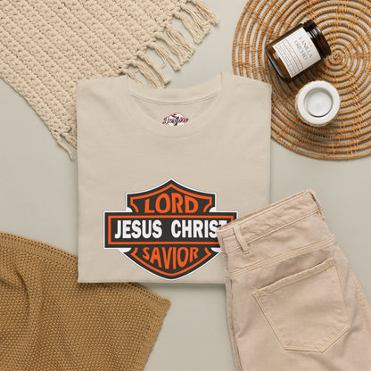Jesus Christ Savior T‑Shirt — Lord Savior Motorcycle Shield Design