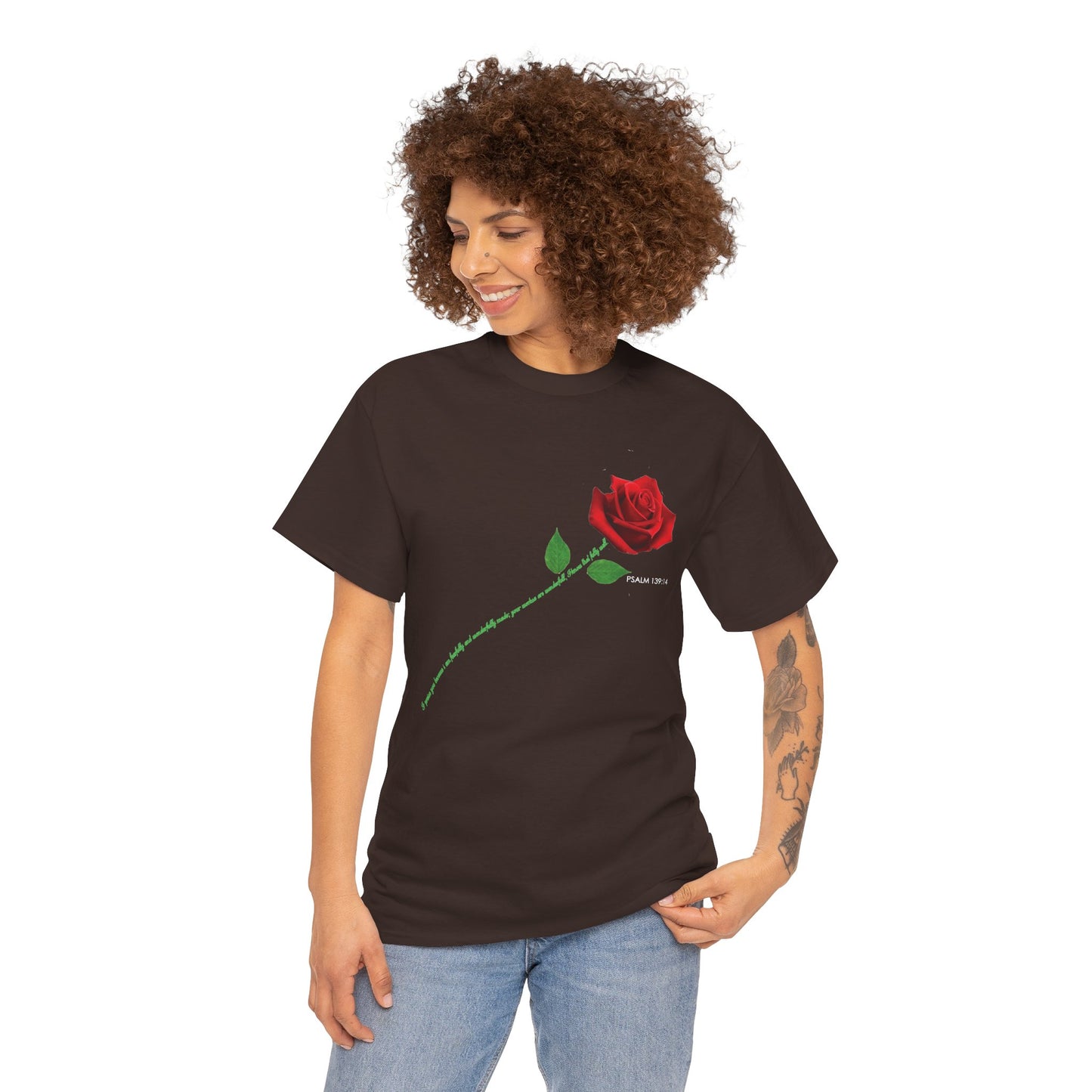 "Fearfully and Wonderfully Made" Rose Affirmative Graphic T-Shirt