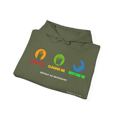 "Wash, Cleanse, Restore" Inspirational Faith-Based Hoodie