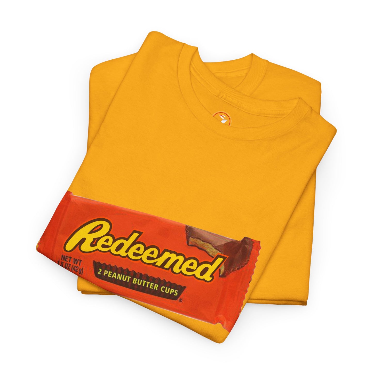 Redeemed Heavy Cotton Tee - Inspirational Faith Shirt with Peanut Butter Motif