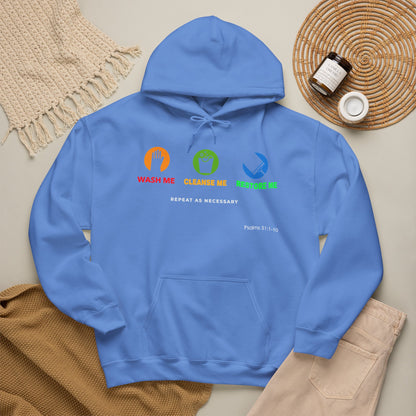 "Wash, Cleanse, Restore" Inspirational Faith-Based Hoodie