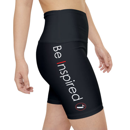 Workout Shorts — 'Be Inspired' Side Script High-Waist Fitness Biker Shorts