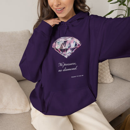 "No pressure, no Diamond" Inspirational Graphic Pullover Hoodie