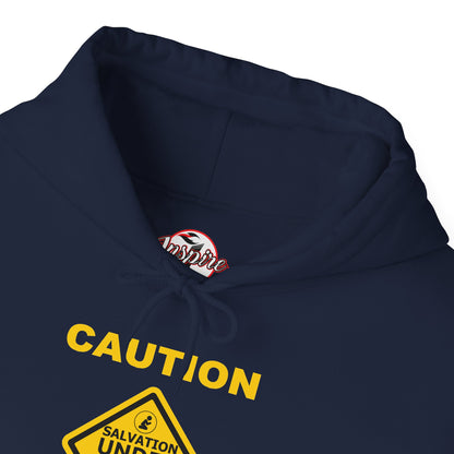 "Caution Salvation Under Construction" Graphic Pullover Hoodie