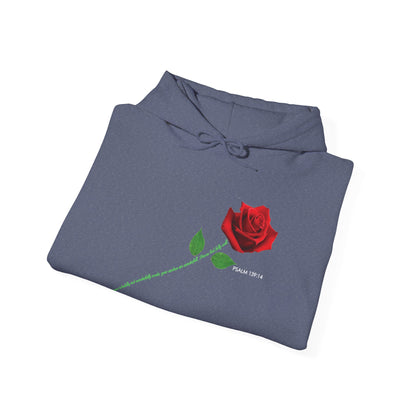 "Fearfully and Wonderfully Made" Rose Graphic Pullover Hoodie