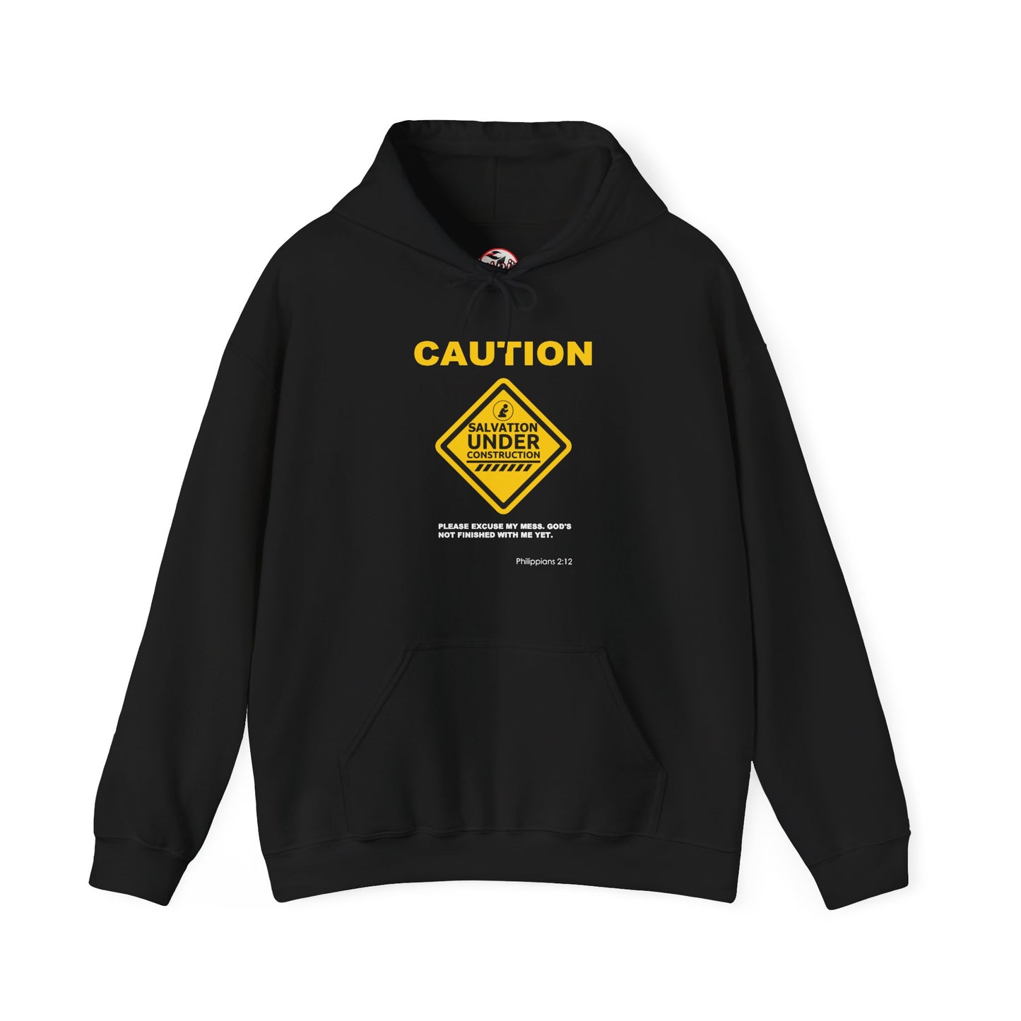 "Caution Salvation Under Construction" Graphic Pullover Hoodie
