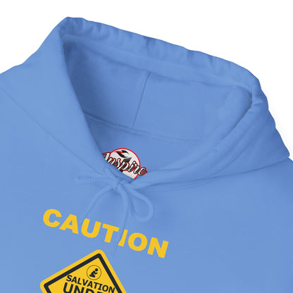 "Caution Salvation Under Construction" Graphic Pullover Hoodie