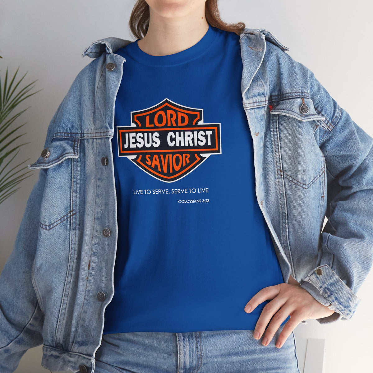Jesus Christ Savior T‑Shirt — Lord Savior Motorcycle Shield Design