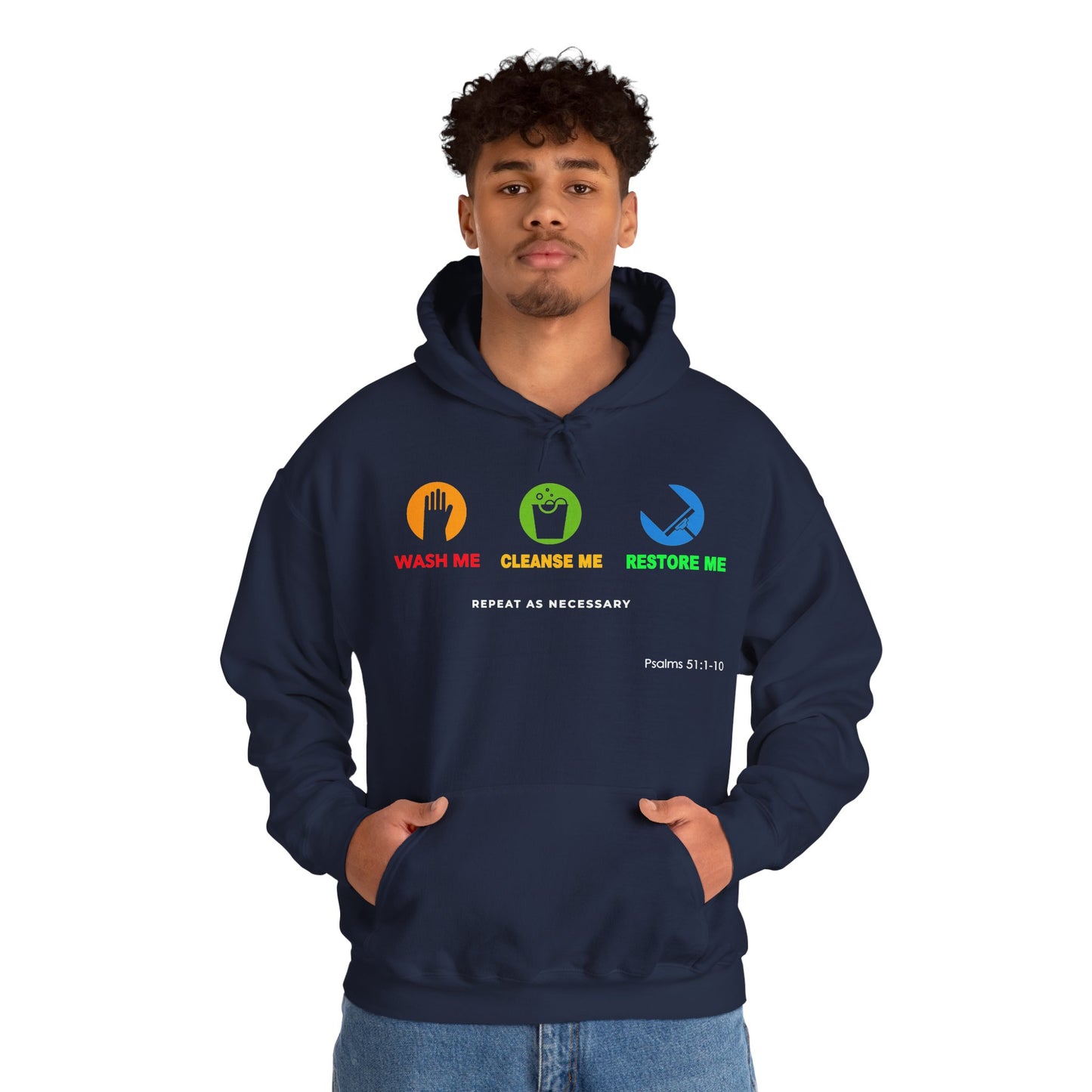 "Wash, Cleanse, Restore" Inspirational Faith-Based Hoodie