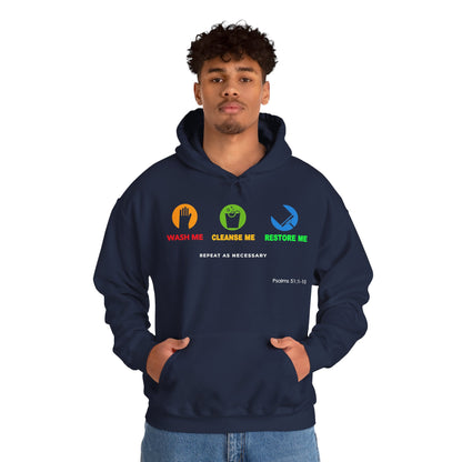 "Wash, Cleanse, Restore" Inspirational Faith-Based Hoodie