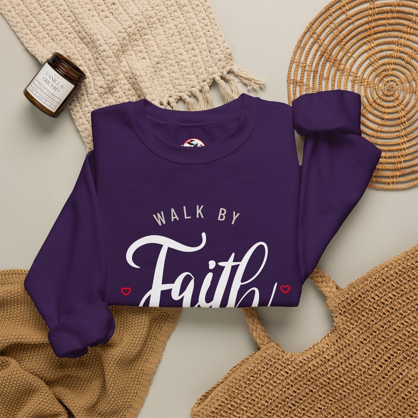 "Walk by Faith, Not by Sight" Motivational Pullover Crewneck Sweatshirt