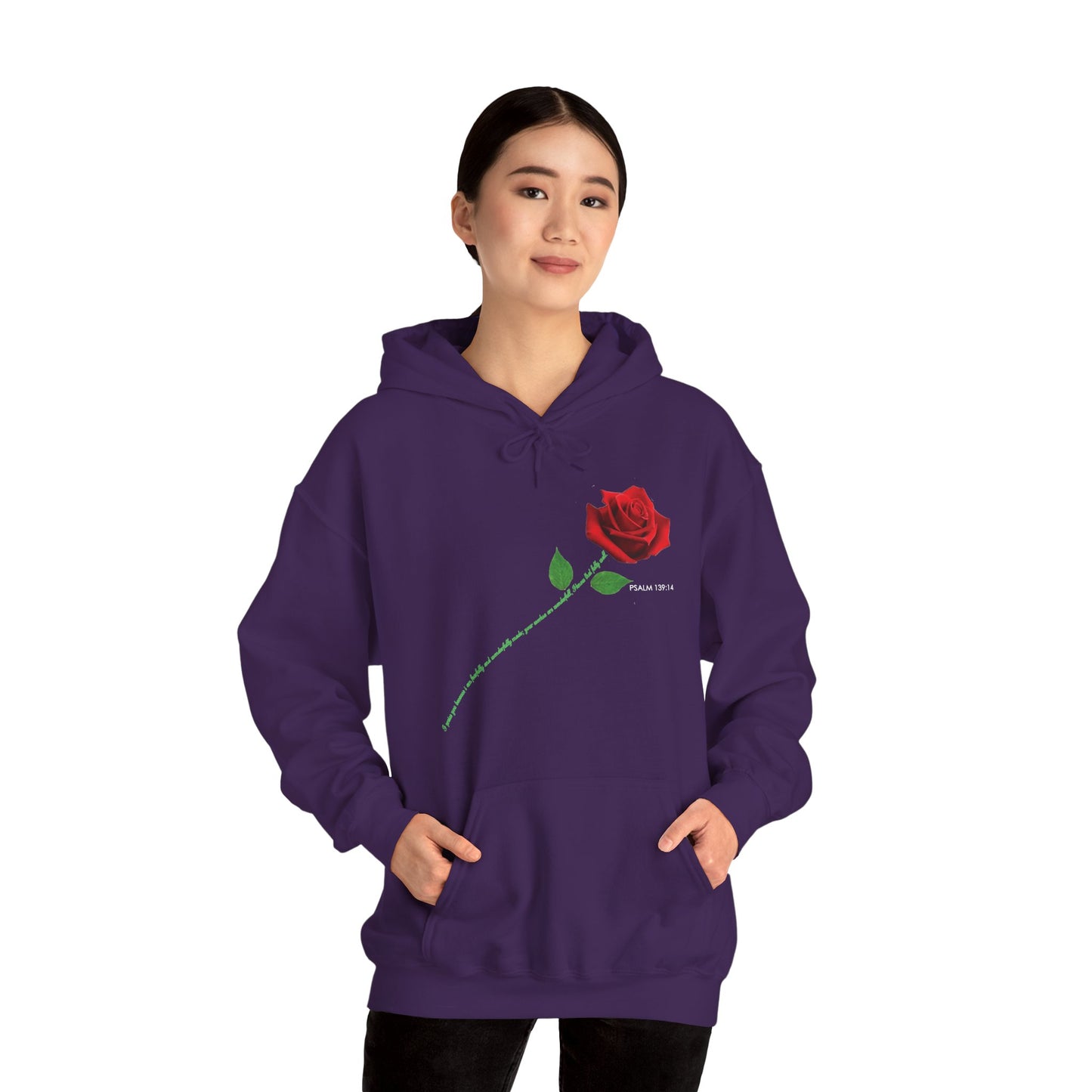 "Fearfully and Wonderfully Made" Rose Graphic Pullover Hoodie