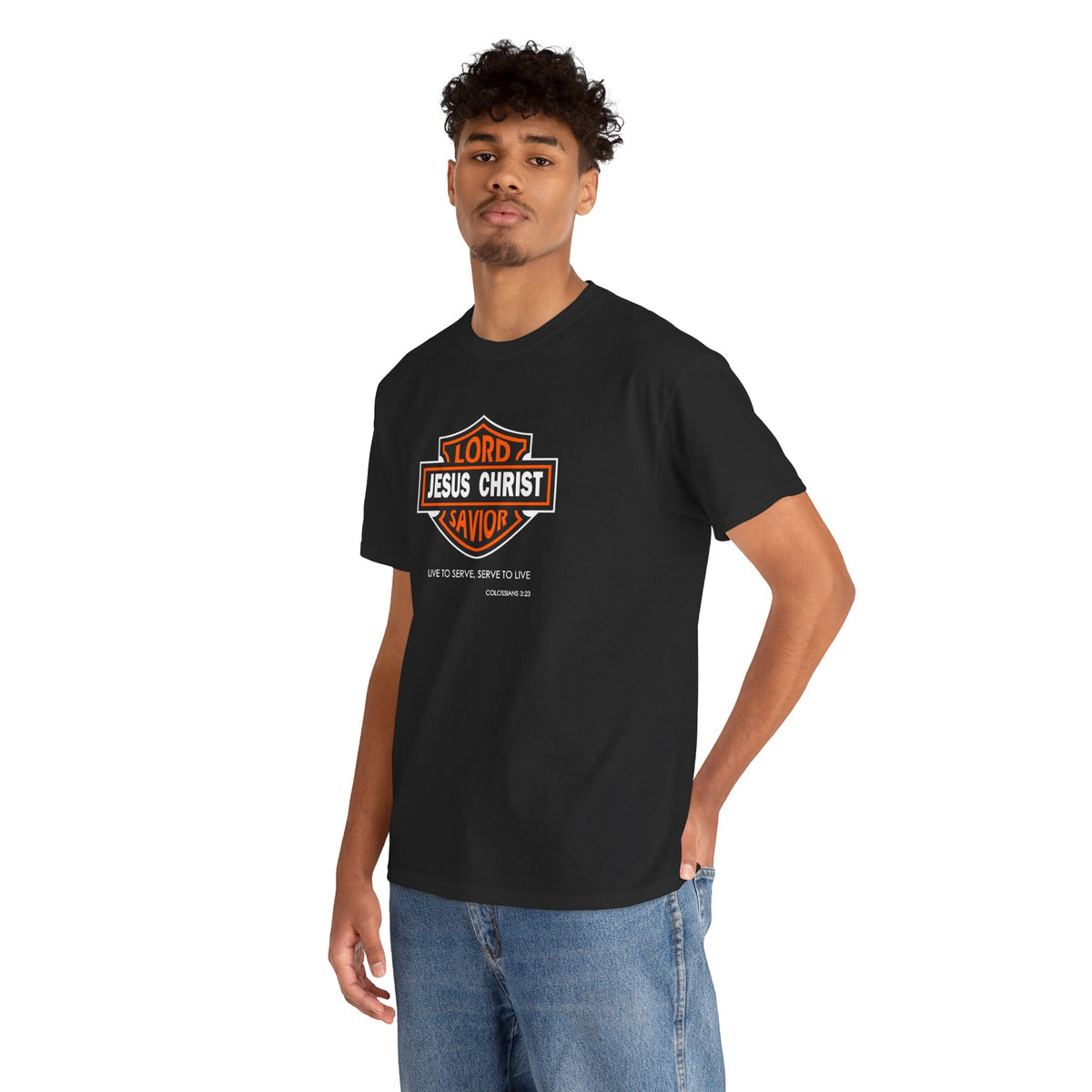 Jesus Christ Savior T‑Shirt — Lord Savior Motorcycle Shield Design