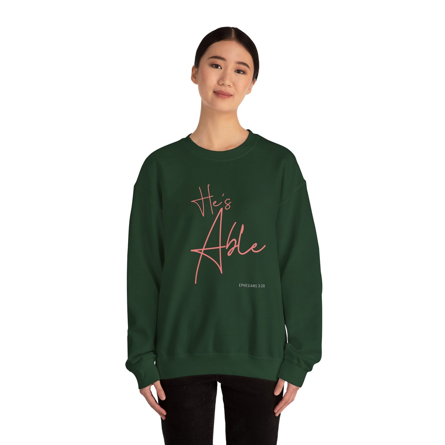 "He's Able" Women's Inspirational Crewneck Sweatshirt