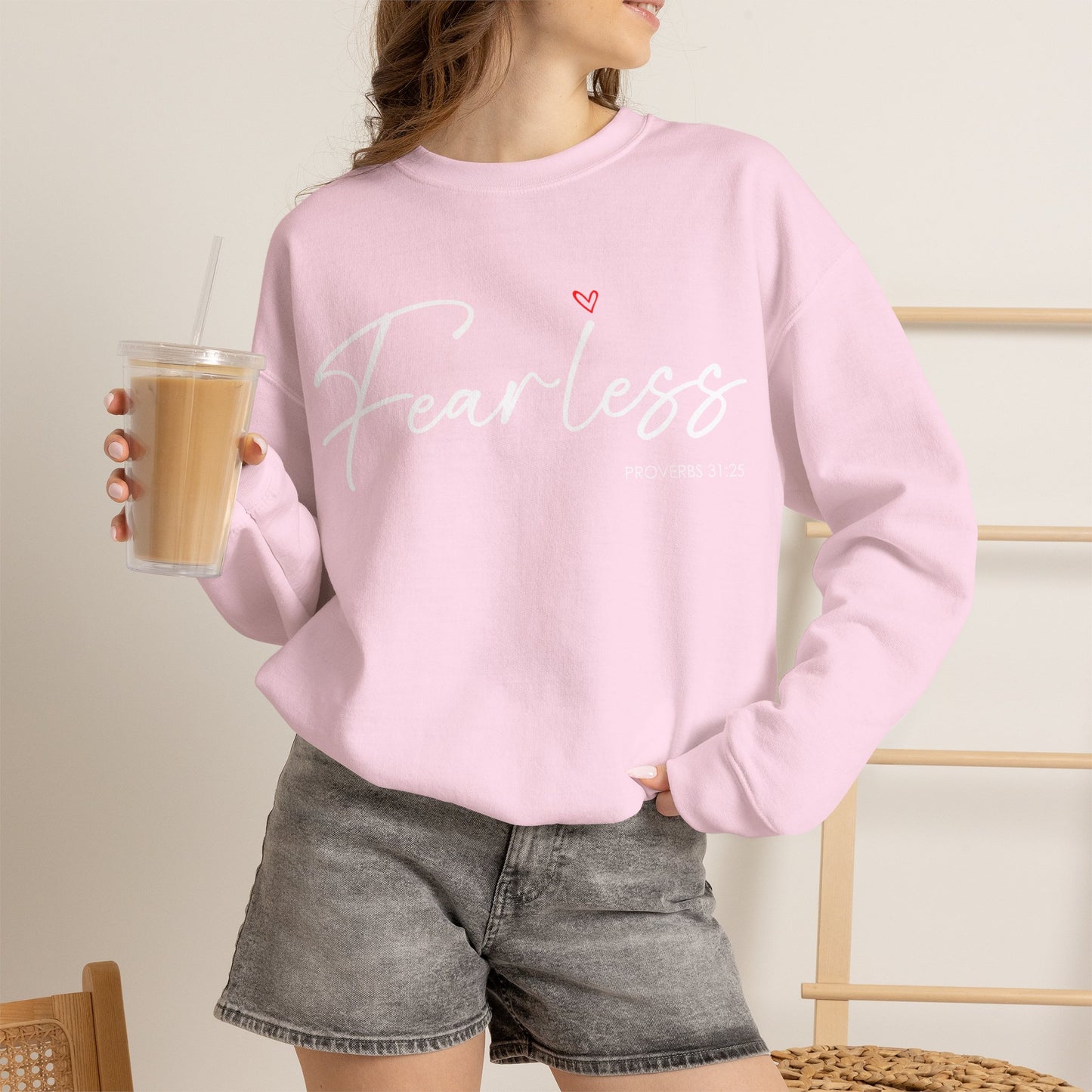 "Fearless" Inspirational Crewneck Sweatshirt — (Proverbs 31)