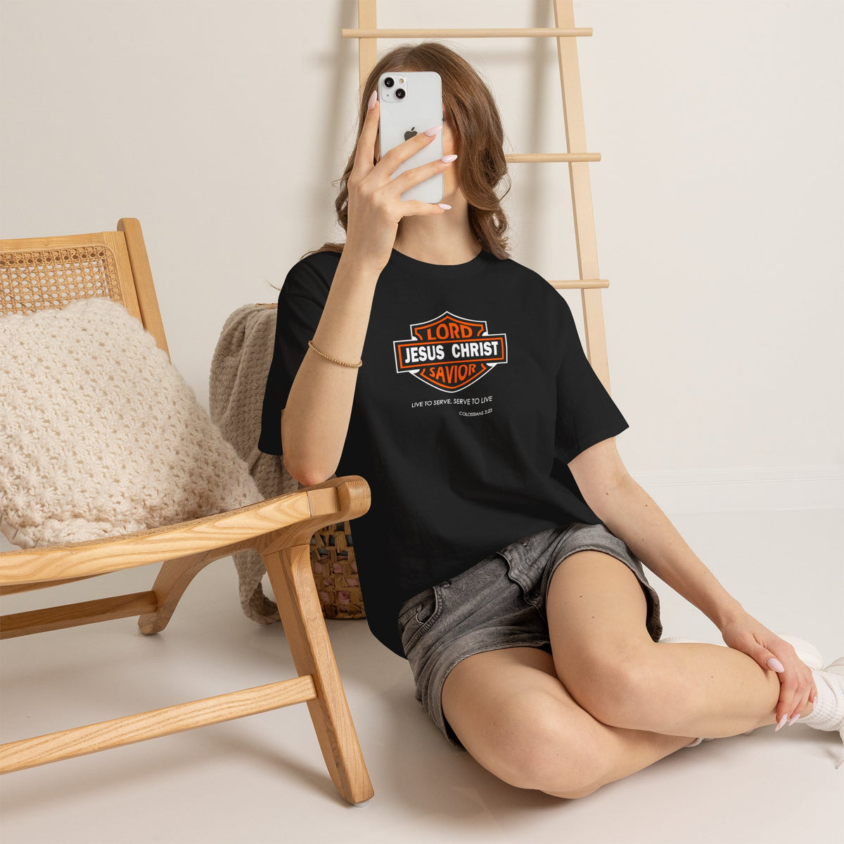 Jesus Christ Savior T‑Shirt — Lord Savior Motorcycle Shield Design