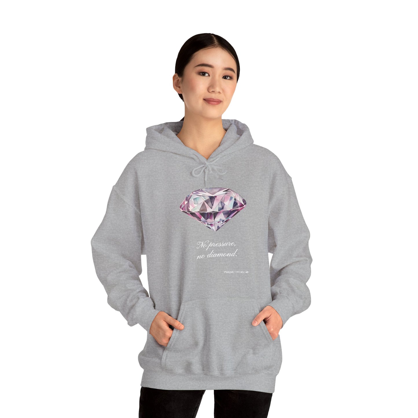"No pressure, no Diamond" Inspirational Graphic Pullover Hoodie