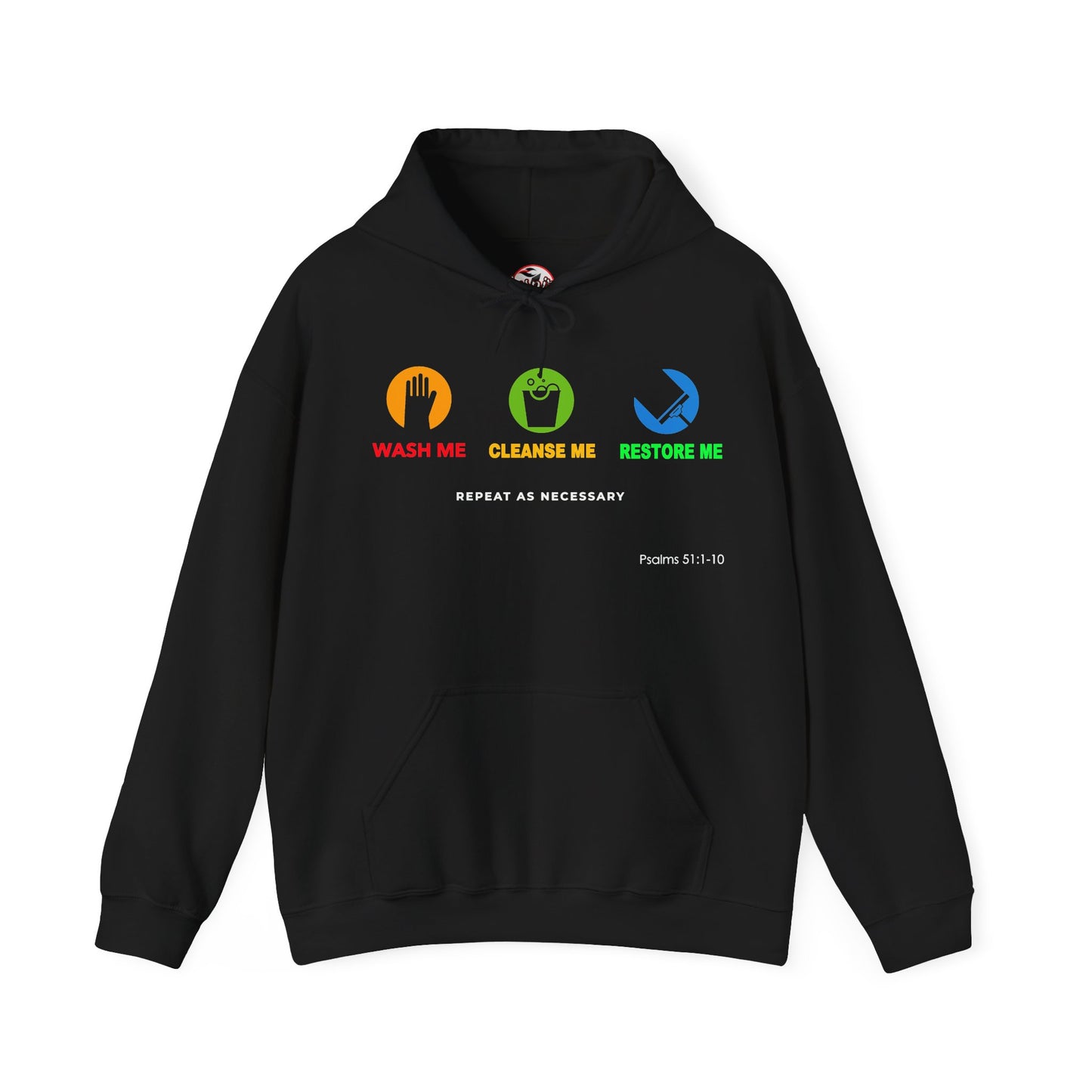 "Wash, Cleanse, Restore" Inspirational Faith-Based Hoodie