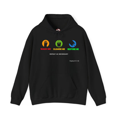 "Wash, Cleanse, Restore" Inspirational Faith-Based Hoodie