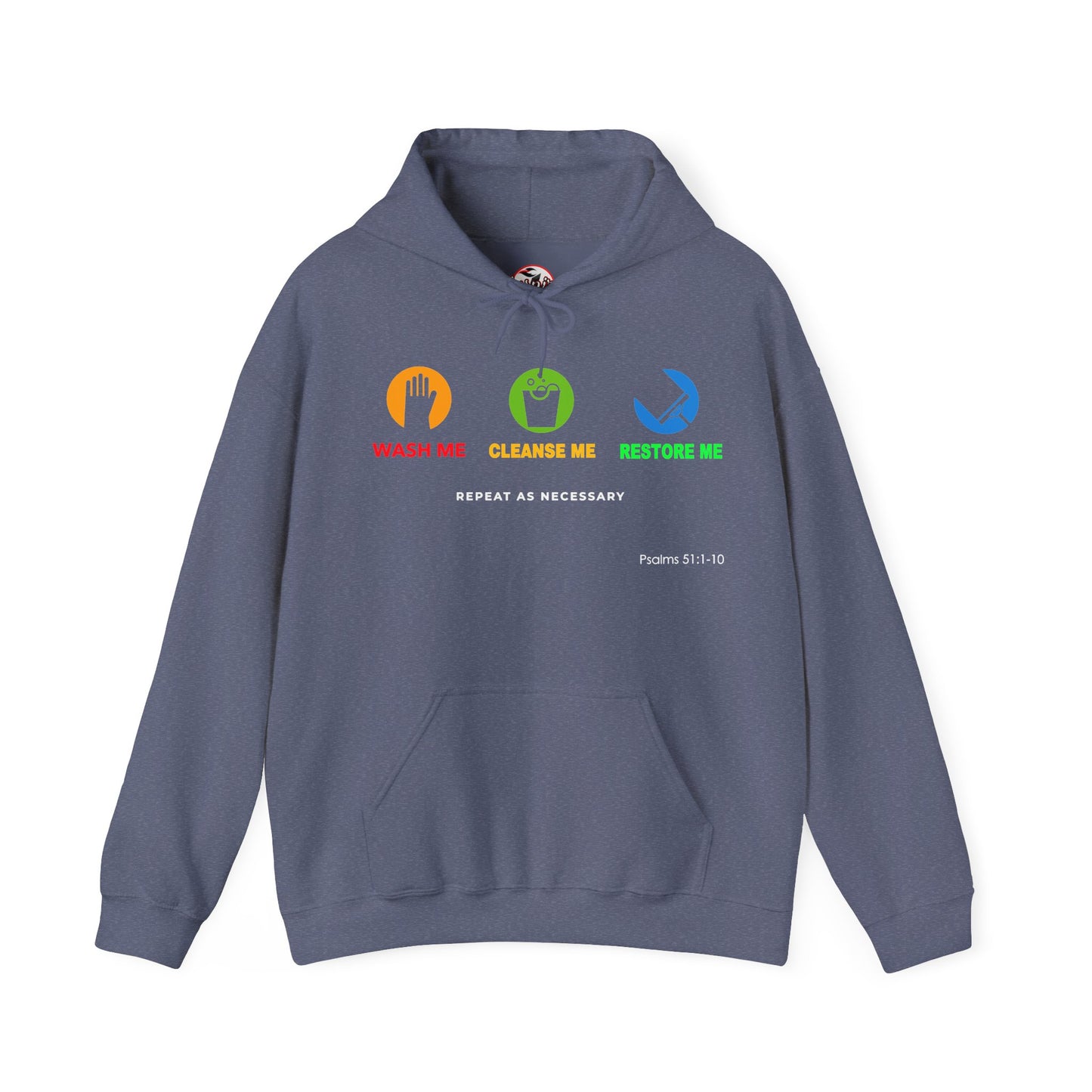 "Wash, Cleanse, Restore" Inspirational Faith-Based Hoodie
