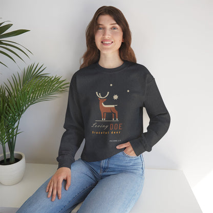 "Loving Doe Graceful Deer" Women's Inspirational Crewneck Sweatshirt