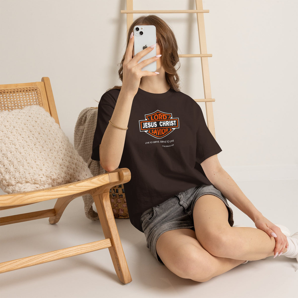 Jesus Christ Savior T‑Shirt — Lord Savior Motorcycle Shield Design