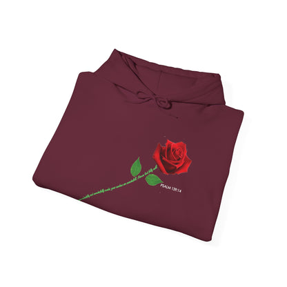 "Fearfully and Wonderfully Made" Rose Graphic Pullover Hoodie