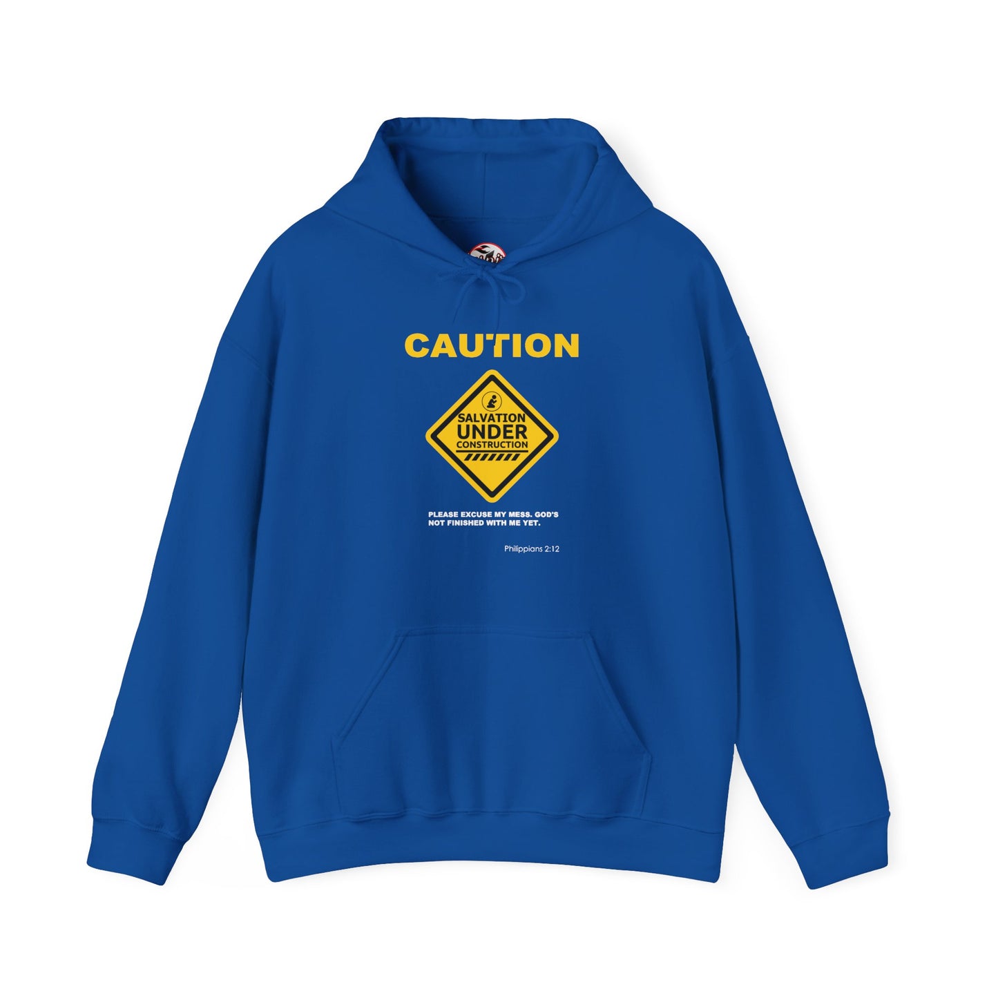 "Caution Salvation Under Construction" Graphic Pullover Hoodie