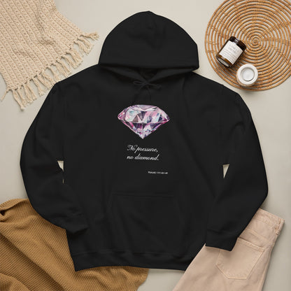 "No pressure, no Diamond" Inspirational Graphic Pullover Hoodie