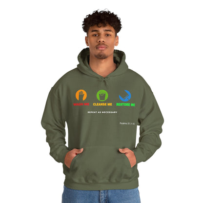 "Wash, Cleanse, Restore" Inspirational Faith-Based Hoodie