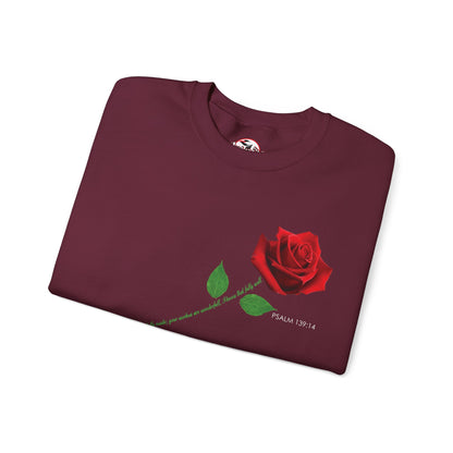 "Fearfully and Wonderfully Made" Rose Crewneck Sweatshirt