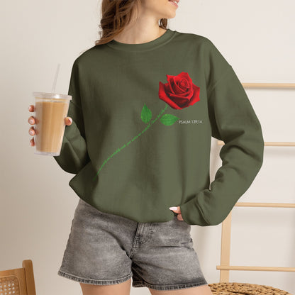 "Fearfully and Wonderfully Made" Rose Crewneck Sweatshirt