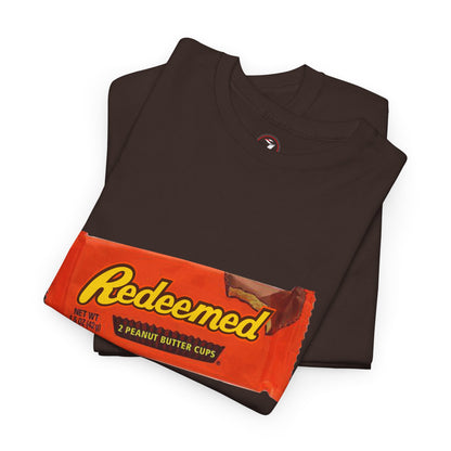 Redeemed Heavy Cotton Tee - Inspirational Faith Shirt with Peanut Butter Motif