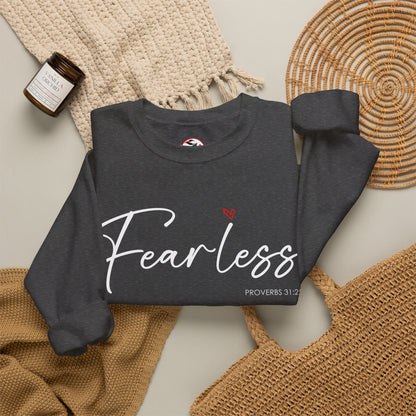 "Fearless" Inspirational Crewneck Sweatshirt — (Proverbs 31)
