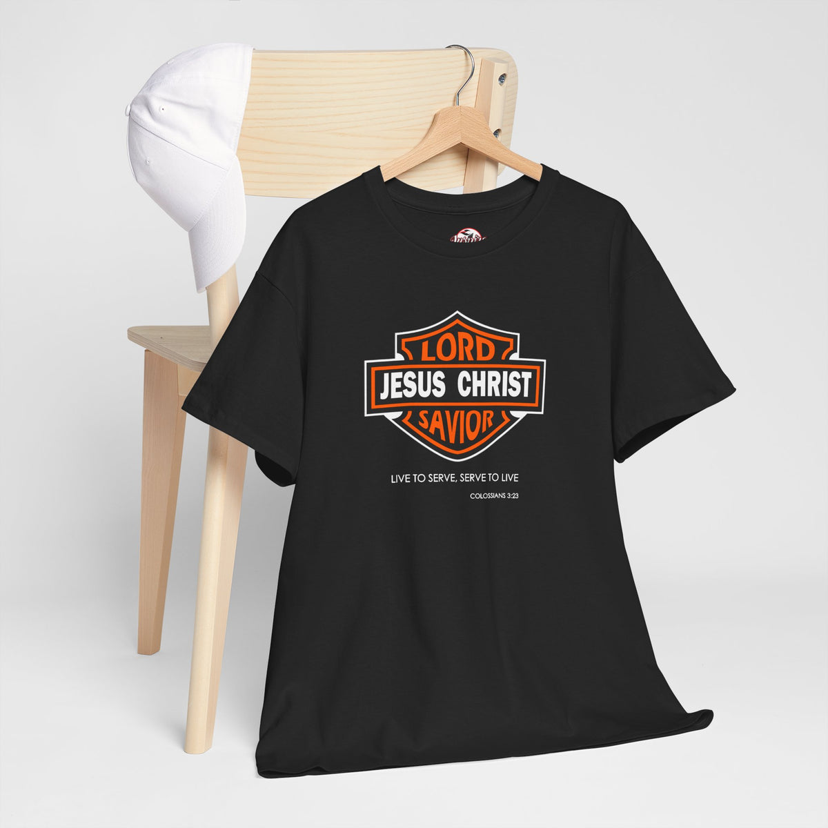 Jesus Christ Savior T‑Shirt — Lord Savior Motorcycle Shield Design