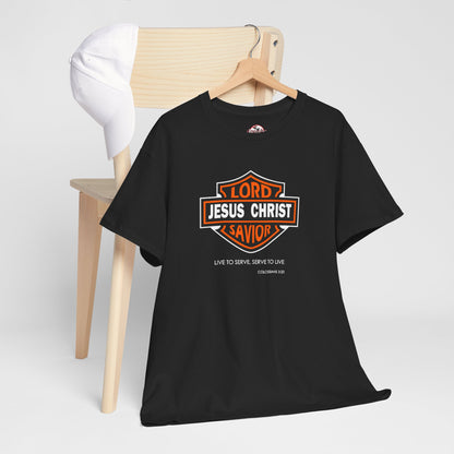 Jesus Christ Savior T‑Shirt — Lord Savior Motorcycle Shield Design
