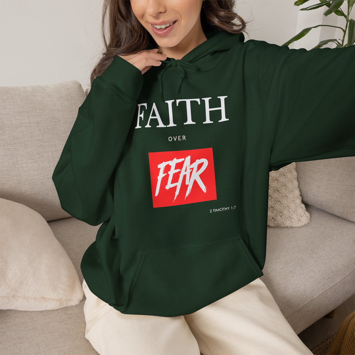 "Faith Over Fear" Inspirational Pullover Hoodie