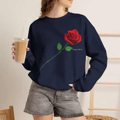 "Fearfully and Wonderfully Made" Rose Crewneck Sweatshirt