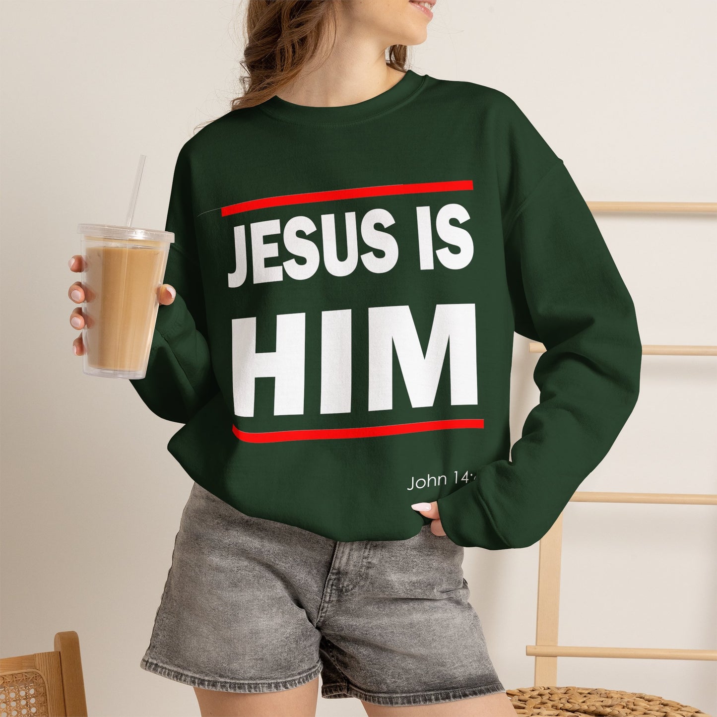 "Jesus Is Him" Inspirational Crewneck Sweatshirt