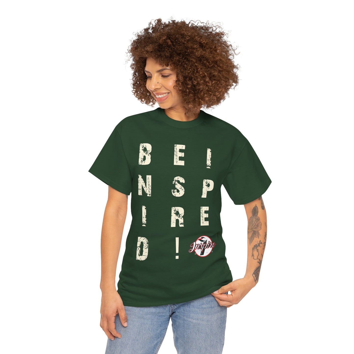 "Be Inspired" Motivational Vertical Graphic T-Shirt