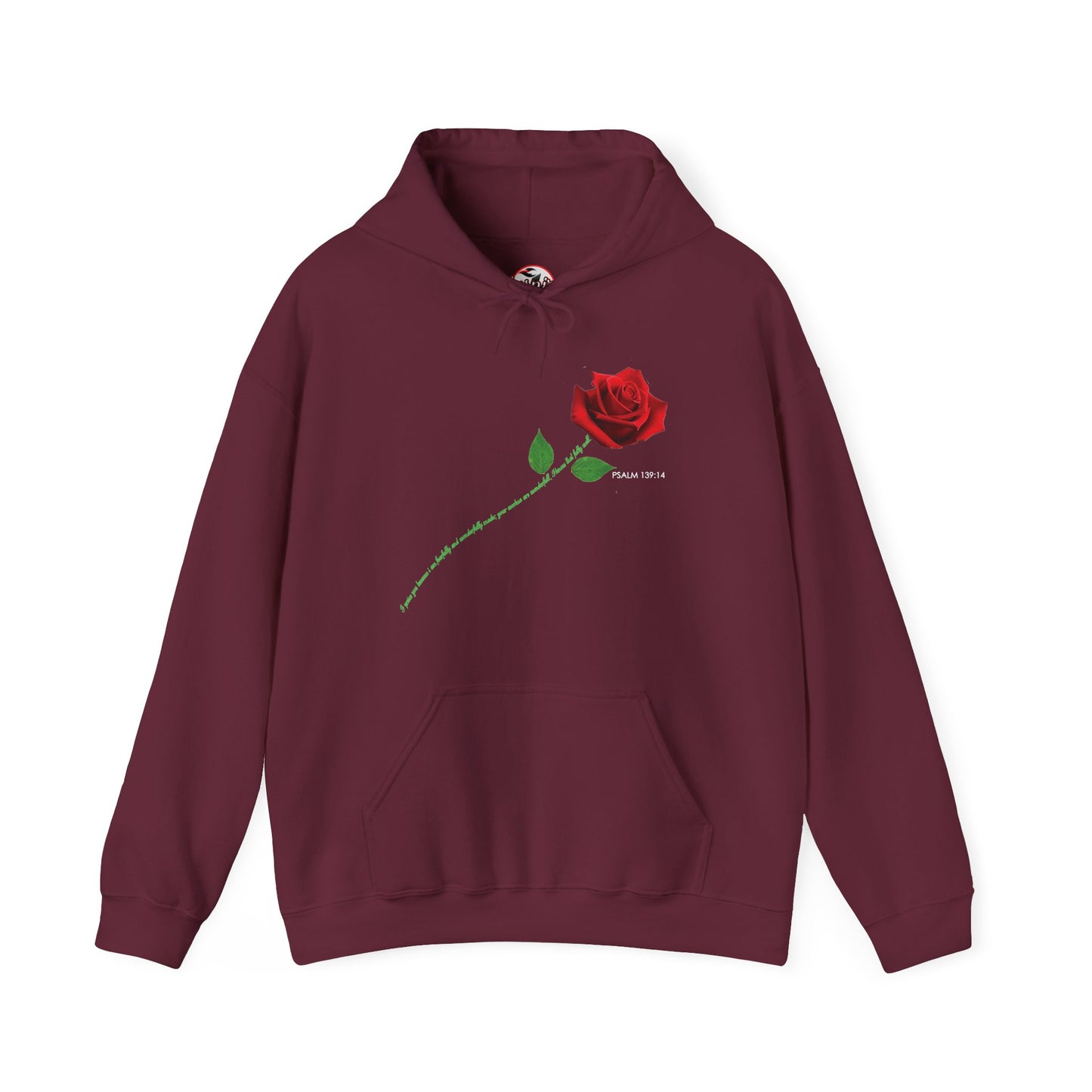 "Fearfully and Wonderfully Made" Rose Graphic Pullover Hoodie