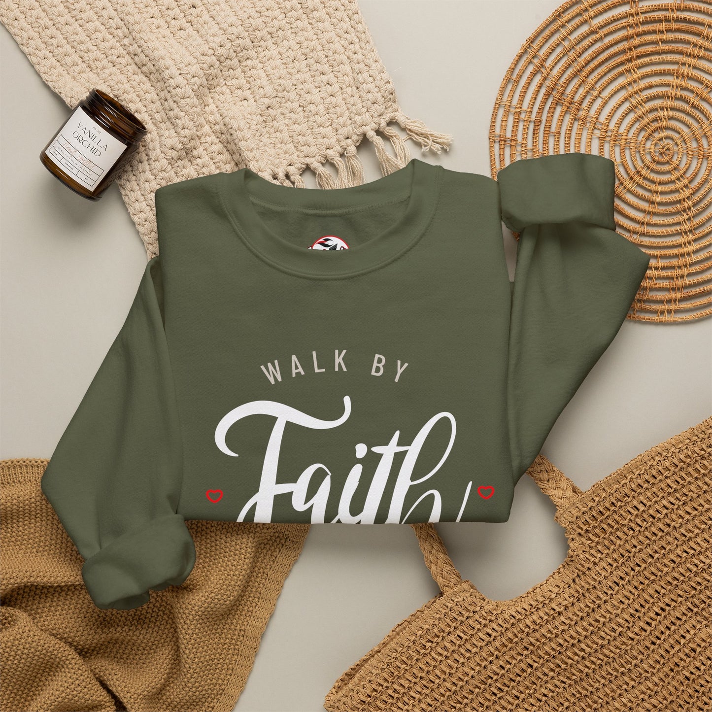 "Walk by Faith, Not by Sight" Motivational Pullover Crewneck Sweatshirt