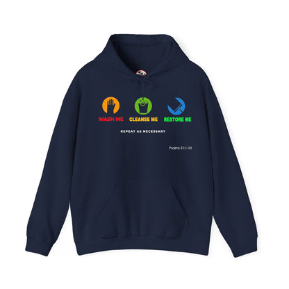 "Wash, Cleanse, Restore" Inspirational Faith-Based Hoodie