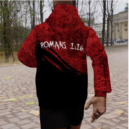 Romans 1:16 All-Over Print Men's Heavy Fleece Raglan Hoodie