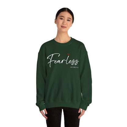 "Fearless" Inspirational Crewneck Sweatshirt — (Proverbs 31)