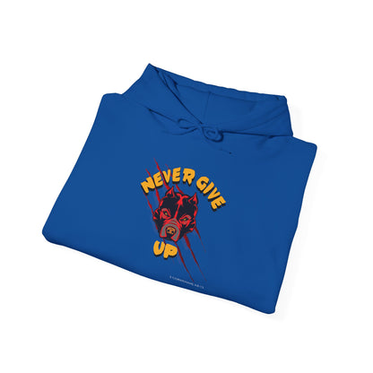 "Never Give Up" Hoodie Men's Motivational Graphic Hooded Sweatshirt