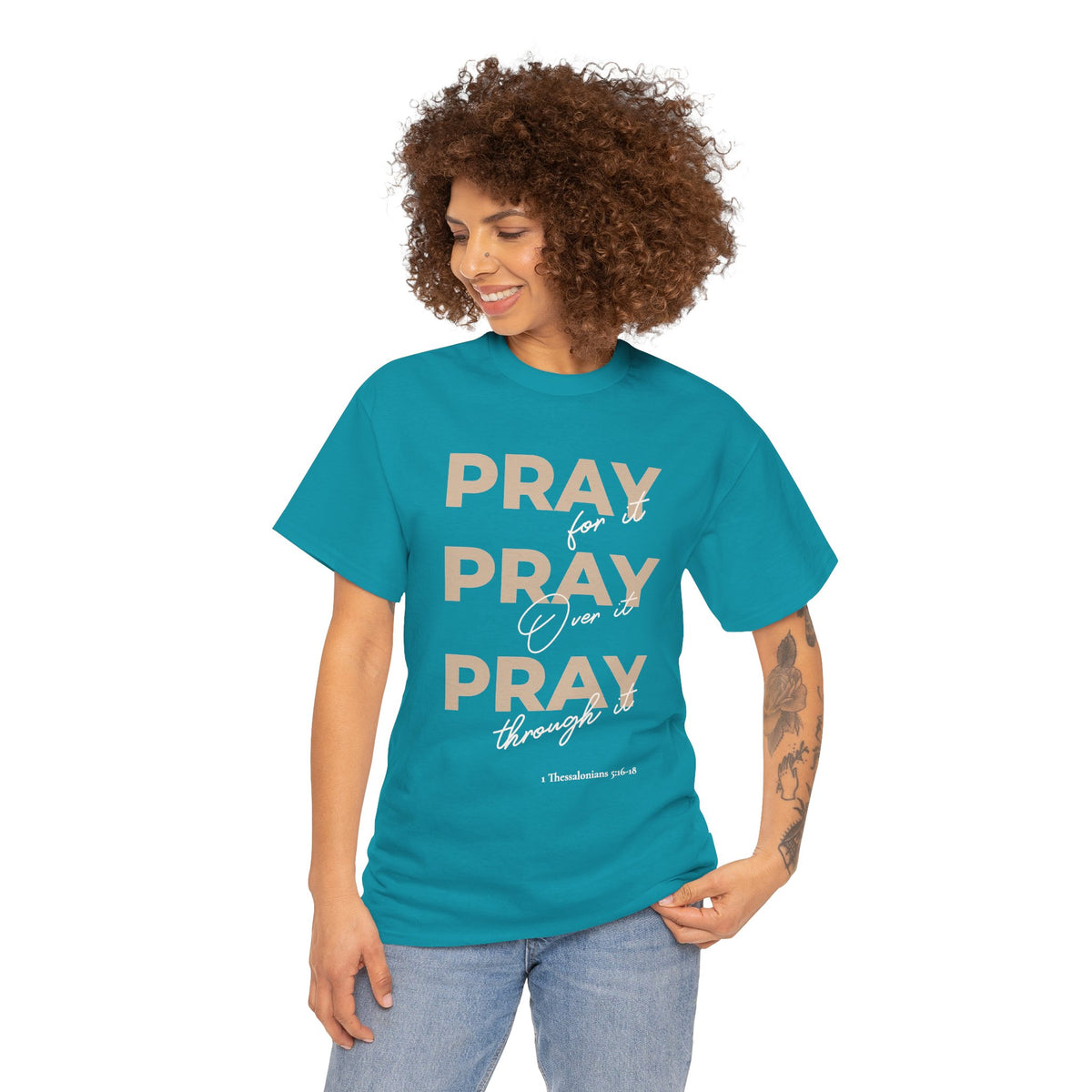 "Pray for it, Pray over it, Pray through it" Motivational Graphic T-Shirt